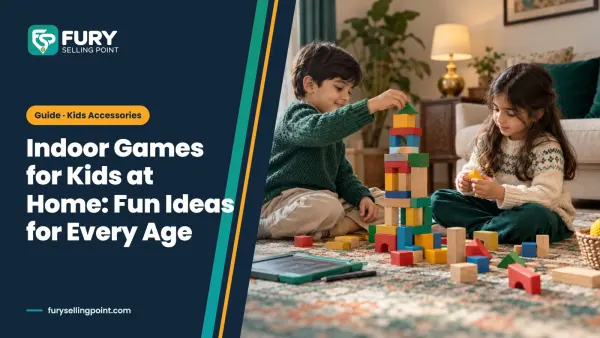 Children playing indoor games for kids at home on a rug with wooden blocks and a drawing board