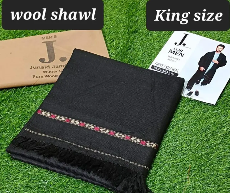 Men Wool Shawal Black Winter Daily Wear