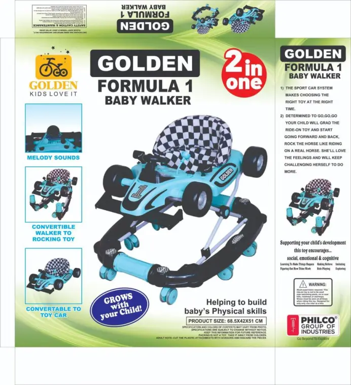Golden Formula 1 Baby Walker & Rocker Toy Blue Black