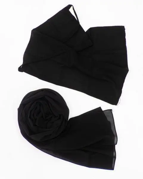 Black Chiffon Hijab & Niqab Set for Women