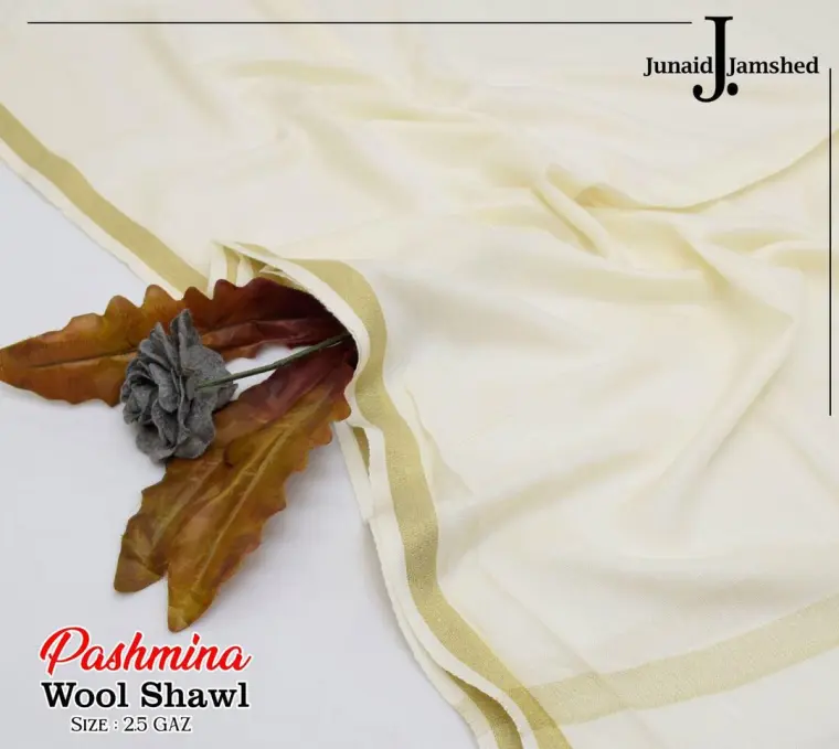 Pashmina Wool Shawl Off White 2.5 Gazz