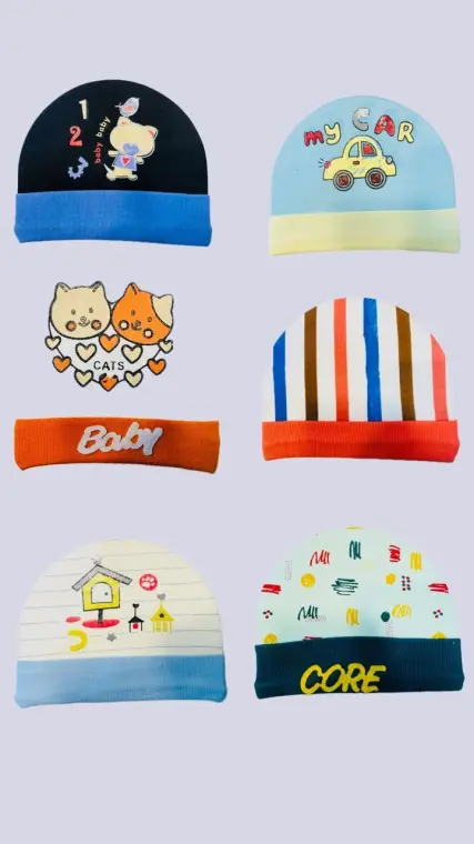 Unisex Printed Cotton Caps for Babies Toddlers Pakistan