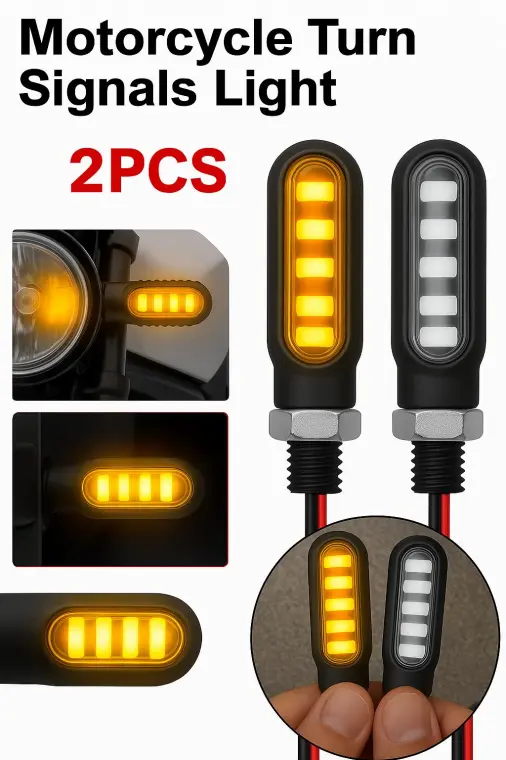 Motorcycle Turn Signals Light 2PCS IP65 ABS Yellow White