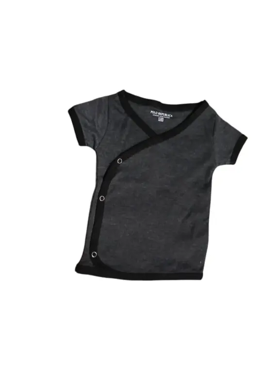 Black Jersey T-Shirt for Baby Boys with Snap Closure