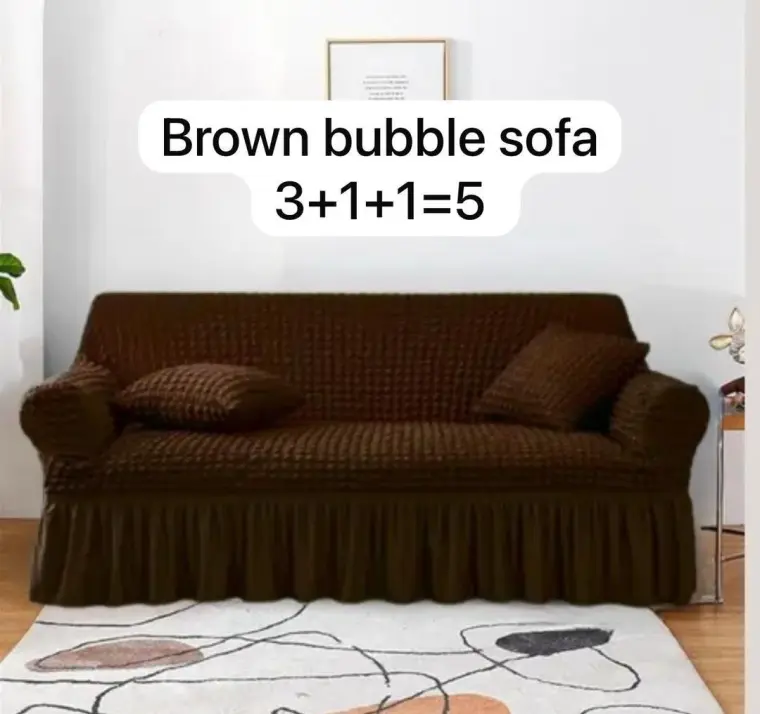 Brown bubble sofa cover 3+1+1=5