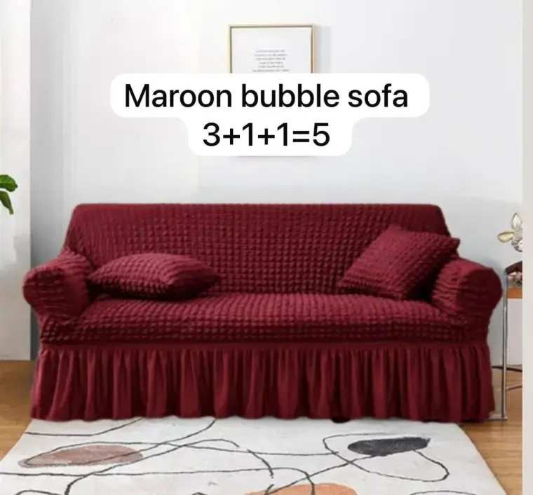 Premium Quality 5 Seater Maroon Jersey Sofa Cover