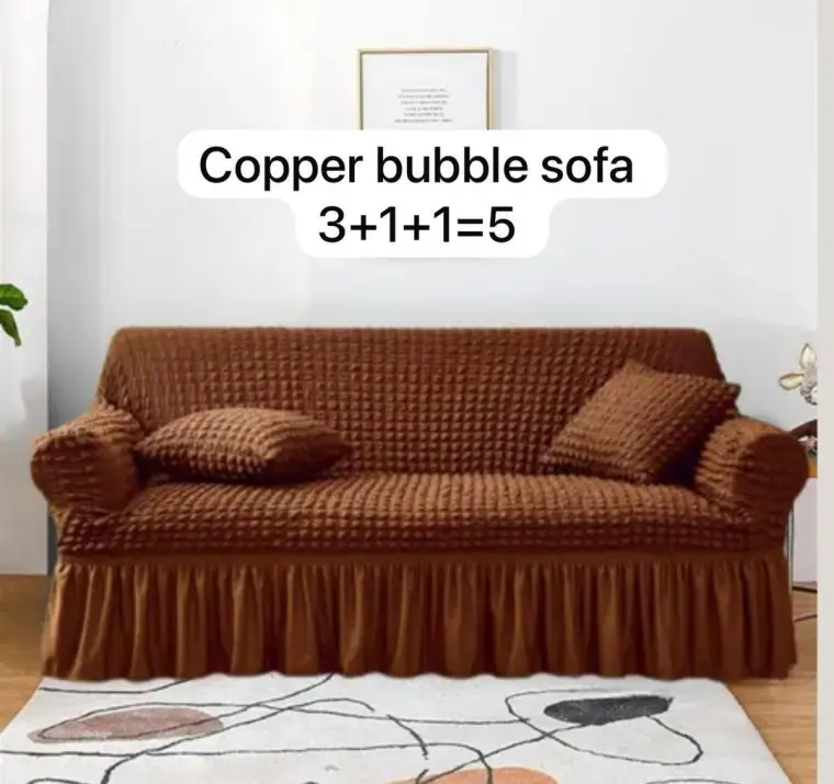 5 Seater Mustard Textured Jersey Sofa Cover