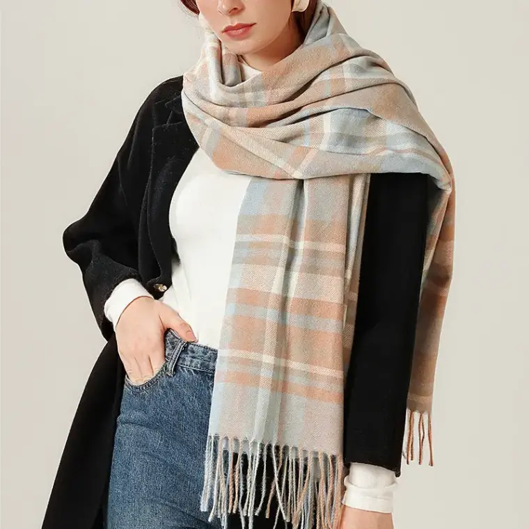 Warm Plaid Cashmere Scarf for Women Autumn Winter Pakistan