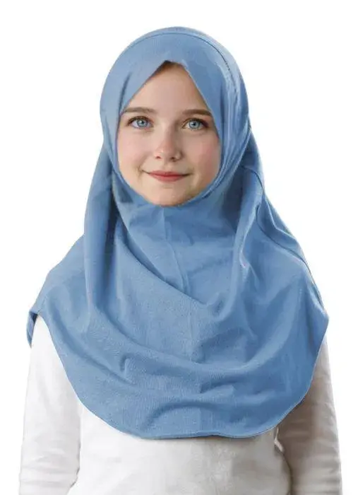 Sky Blue Girls Maxi Hijab Cotton Jersey 2-10