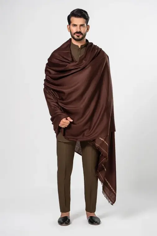 Premium Wool Shawl Brown Winter Warm Cozy