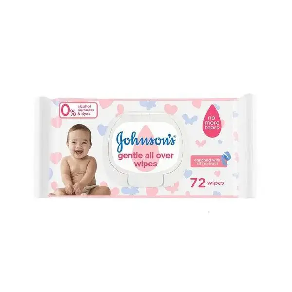 Johnson's Gentle All-Over Wipes 72 Pack No Alcohol