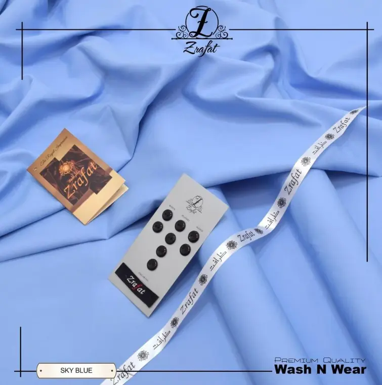 Men's Sky Blue Wash N Wear Plain Suit with Brand Tag