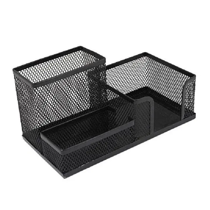 Black Mesh Desk Organizer with 4 Compartments