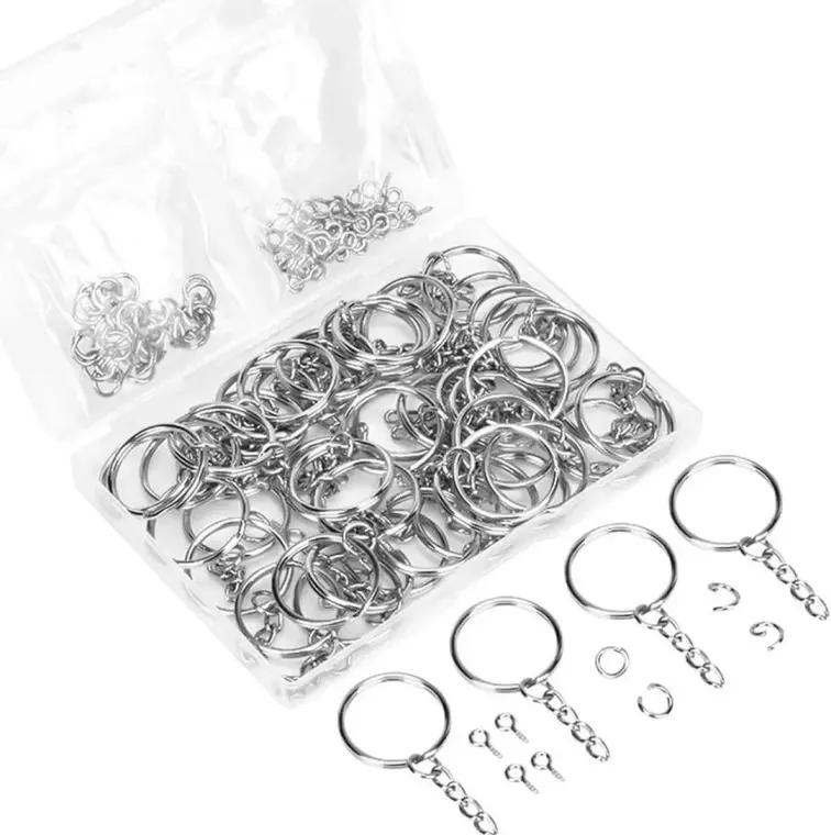 Stainless Steel Key Rings Set 50 Pcs Silver