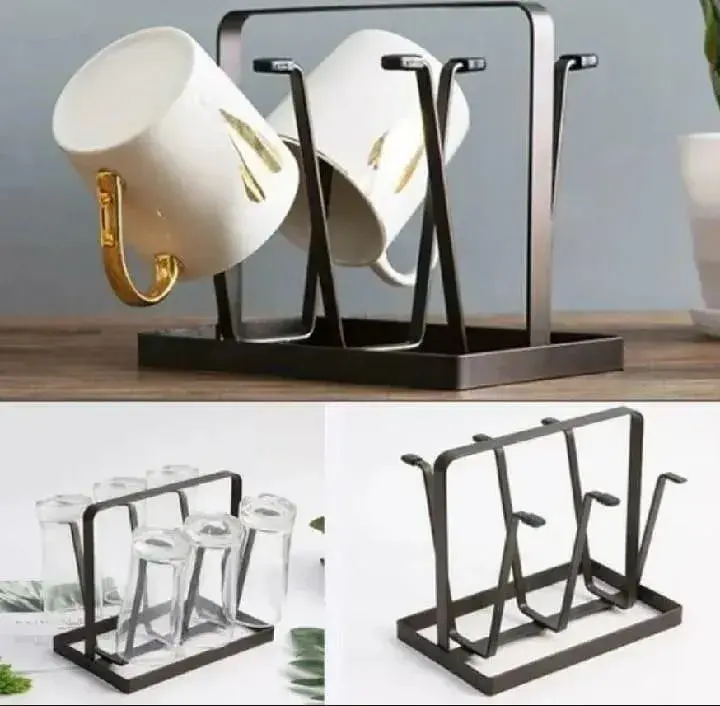 6-Hook Metal Mug Holder for Kitchen & Office
