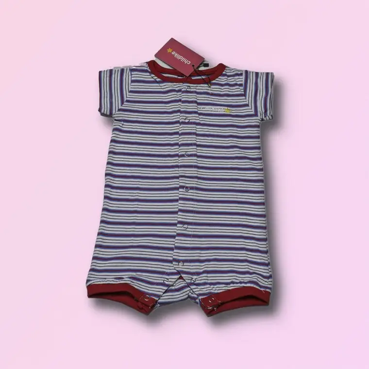 Baby Boy Striped Cotton Romper Set Multicolor