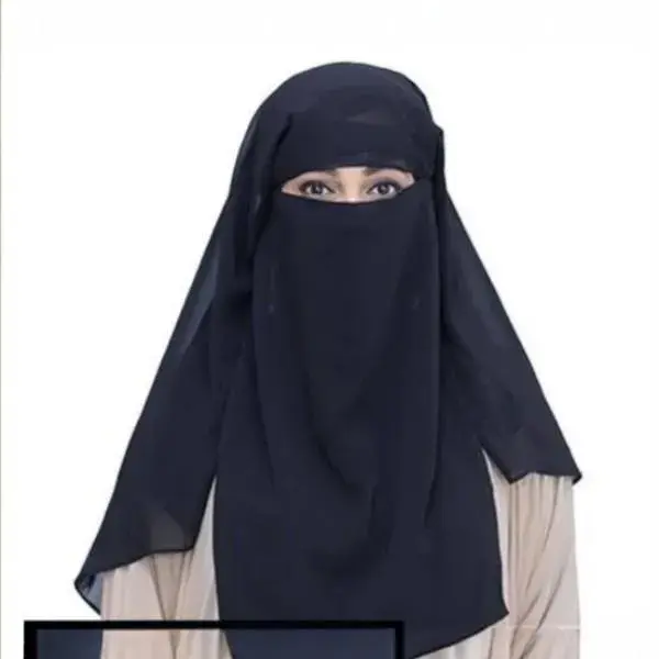 Triple Layer Chiffon Niqab Black Full Coverage
