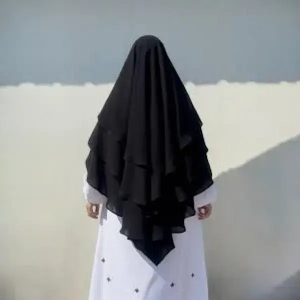 3 Layer Khimar with Attached Niqab Soft Modest Wear