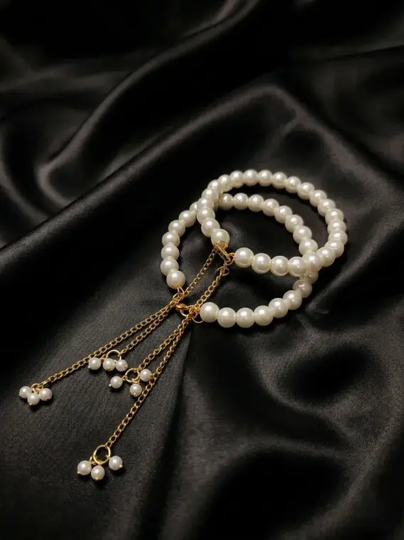 Adjustable Pearl Chain Bracelet Set for Women