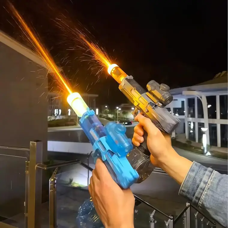 Bestie toys Electric Water Gun with LED Light, Rechargeable Battery, Water Blaster Squirt Guns for Kids Adults Range Up to 32 ft, Outdoor Summer Water Toys (Mix Color Black and Blue)