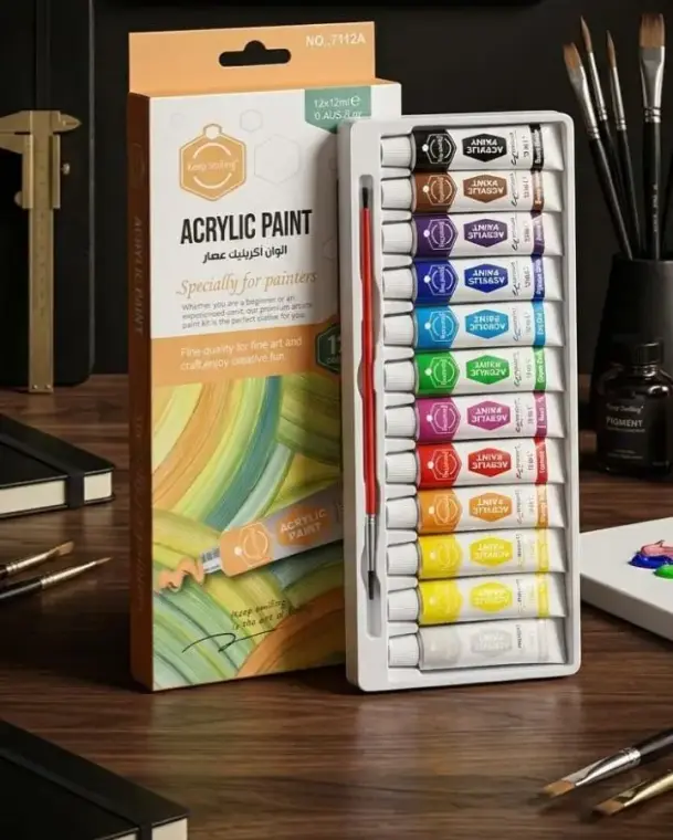 Acrylic Color Paints, Paint Tubes, Set of 12 Pcs Set