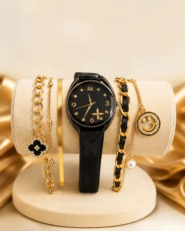 3 Pcs Modern Design Gold Plated Artificial Stones Chain Bracelet