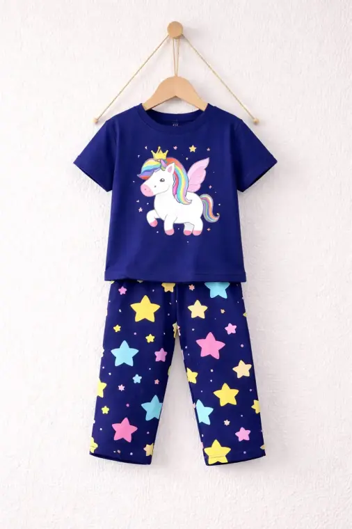 2 Pcs Boy's Stitched Jersey Printed Night Suit