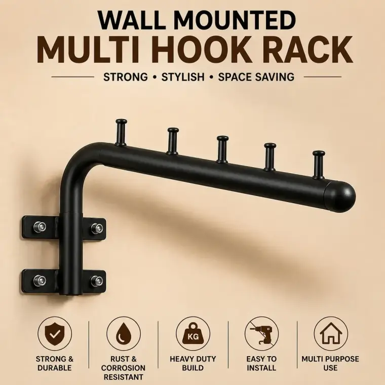 Cloth Hanging Stand Wall Mounted With 5 Hooks
