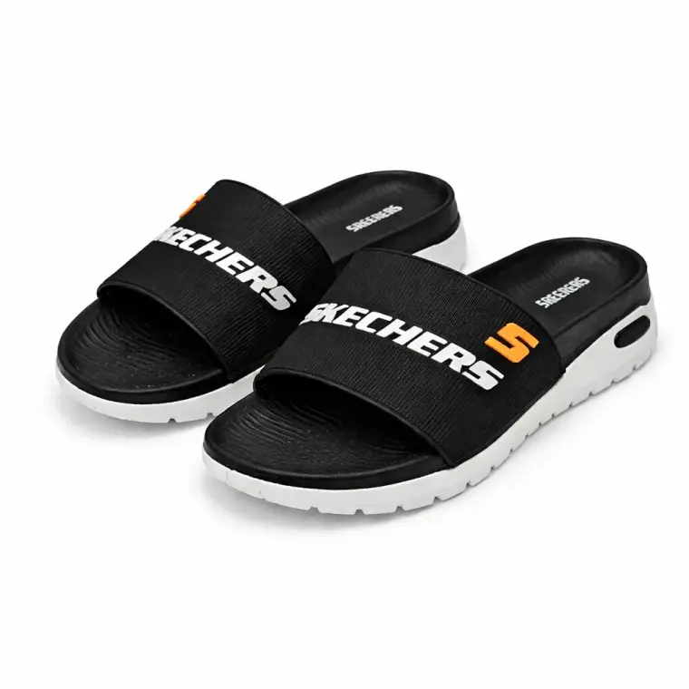 Men's Rubber Fancy Slide Slippers Comfort Slide |SKCHR-BLACK