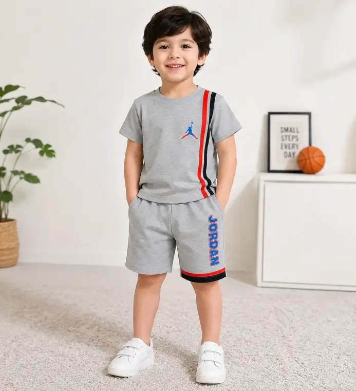 2 Pcs Boy's Stitched Cotton Printed Pajama And Shirt