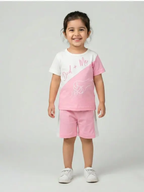2 Pcs Girl's Stitched Jersey Printed Pajama And Shirt