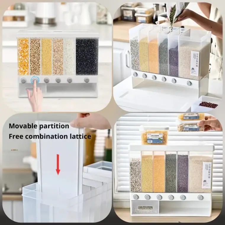 6 in 1 Cereal Dispenser – Multi-Compartment Dry Food Storage