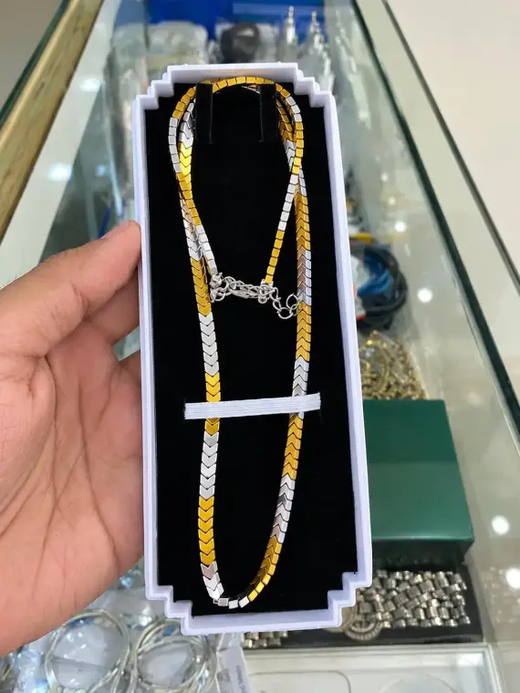 Two Tone Cuban Silver & Gold Plated Chain
