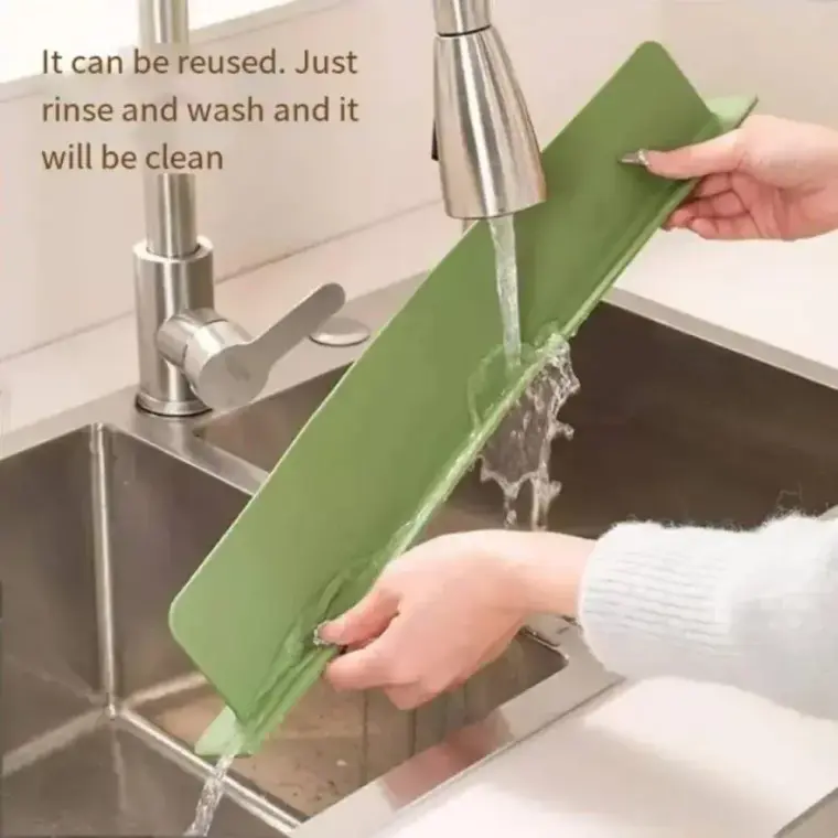 Green Silicone Sink Splash Guard for Kitchen & Bathroom