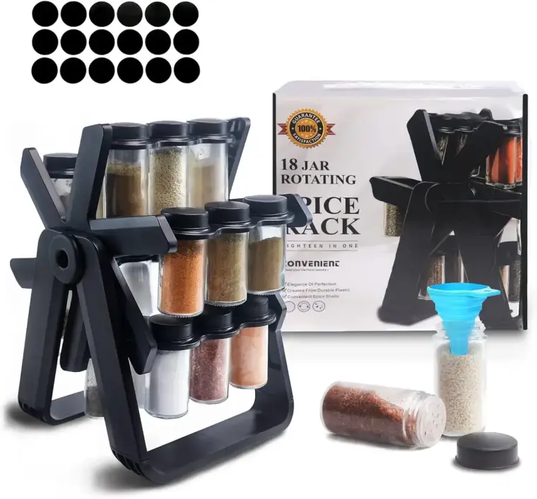 Rotating Spice Rack 18 Pcs Jars Kitchen Masala Organizer