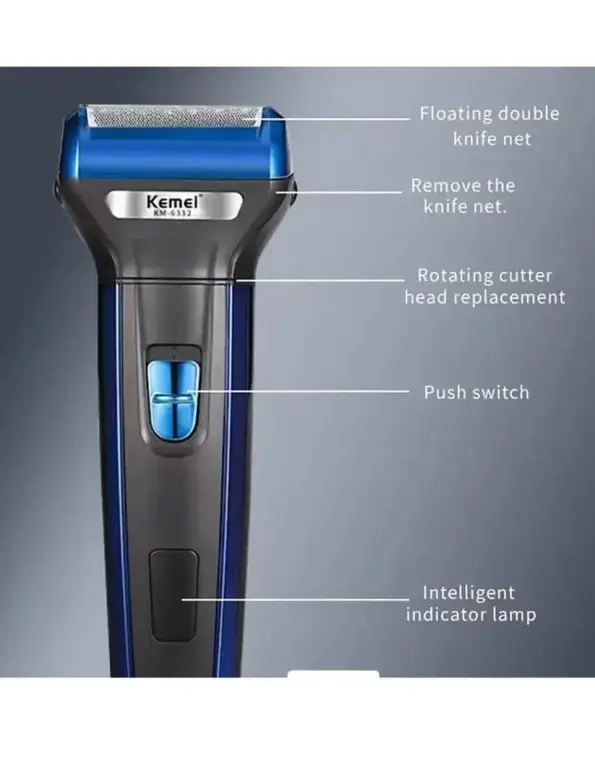 Foil Blade Unisex Hair Trimmer Kemei 6332 3 In 1 Trimmer Men
