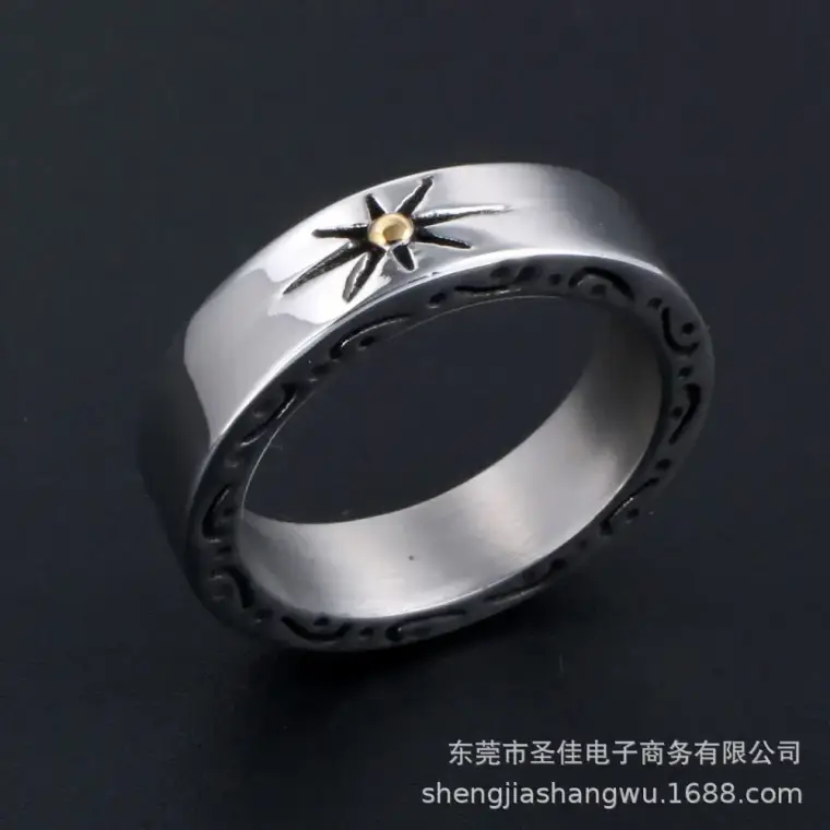 Graphic Design Silver Plated Gemstone Adjustable Ring