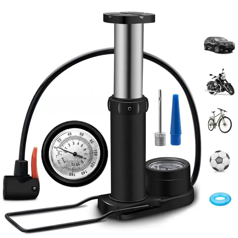 Portable Foot Pump Air Inflator For Bicycle Bike Car Tyres