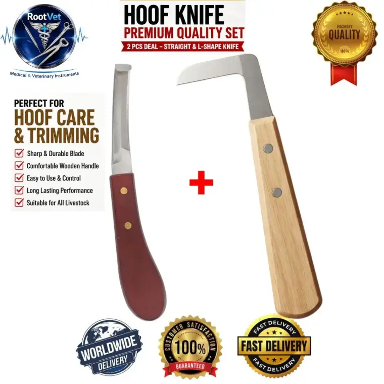 Farrier Hoof Knife Set | Straight & L Shape Trimming Knife