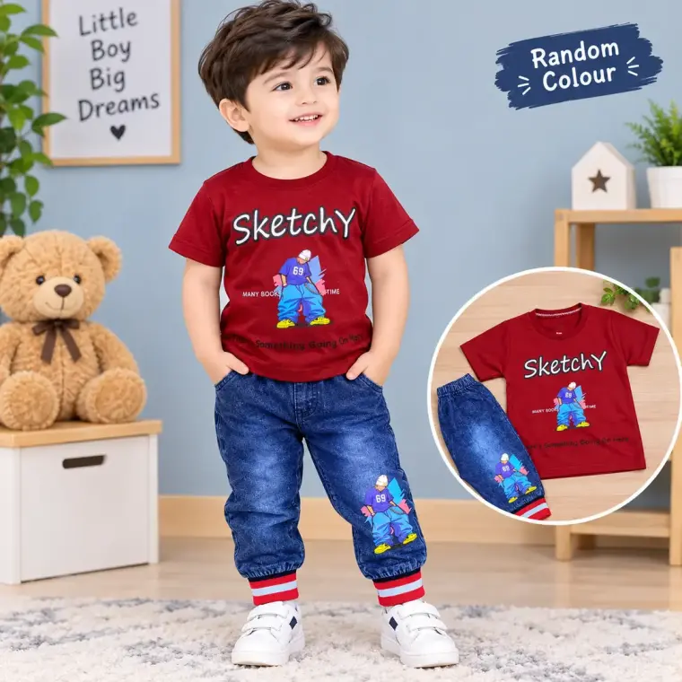 2 Pcs Boy's Modren Stylish Shirt And Trouser Set