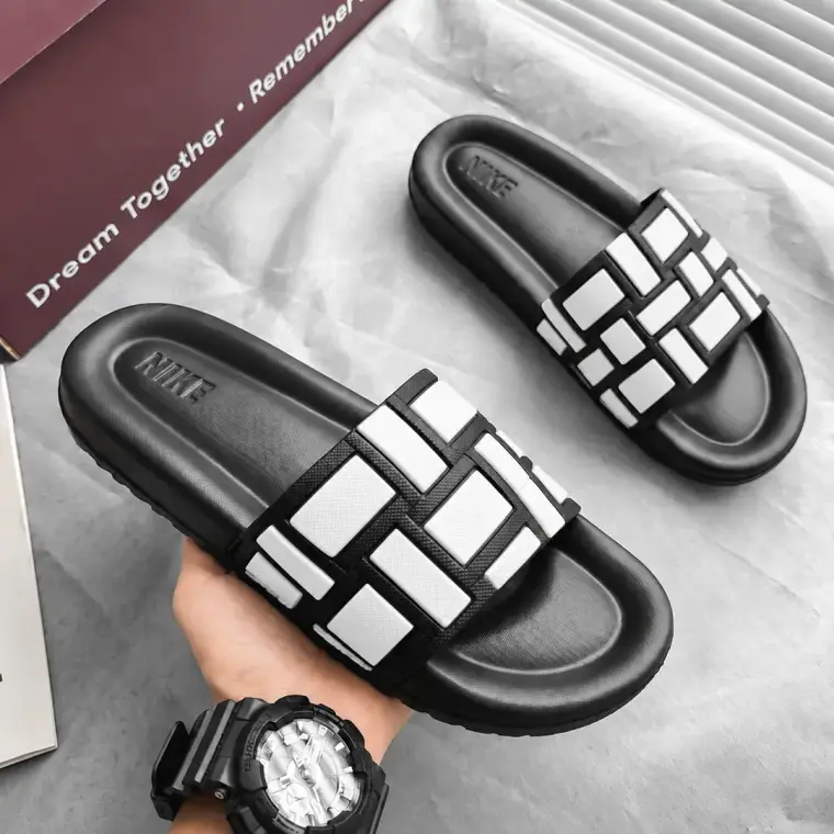 Men's Geometry style White colour EVA Casual Slide Slippers