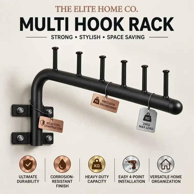 Clothes Hanger 6 Hooks Wall Mounted