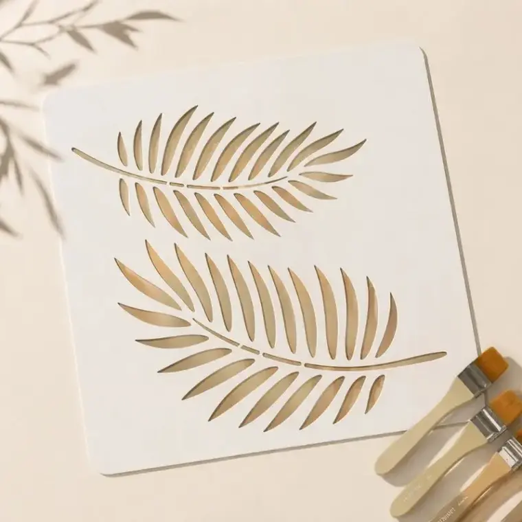 Casvena Jungle Palm Leaf Reusable Stencil for Wall