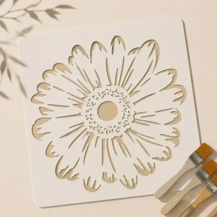 Casvena Gerbera Daisy Reusable Stencil for Wall