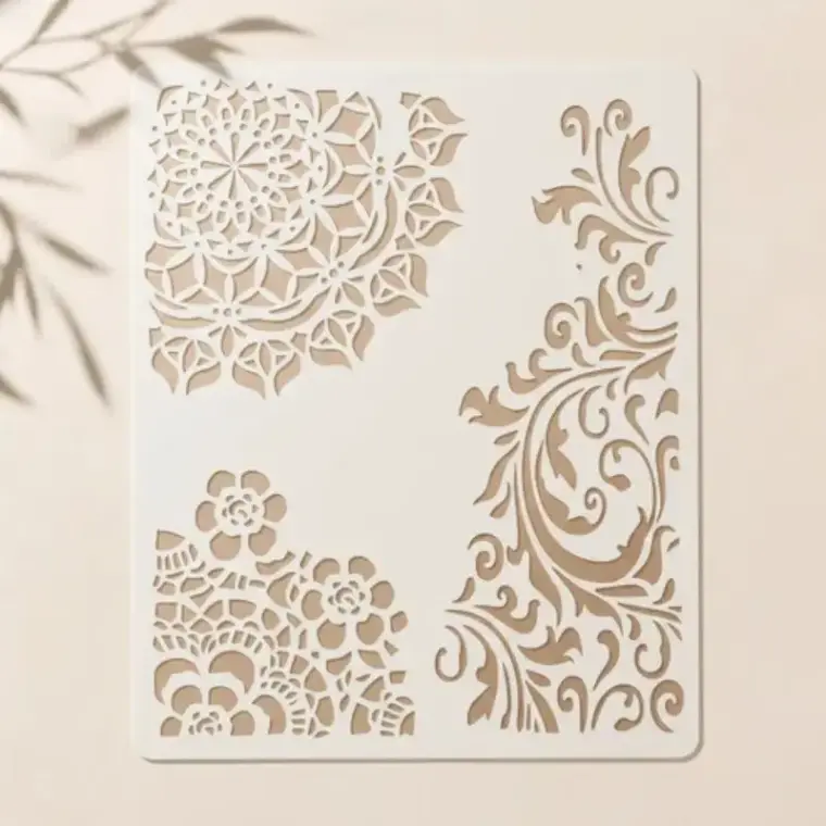 Casvena Floral Vine Corner Reusable Stencil for Wall