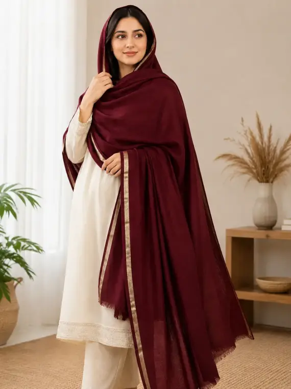 Women's Pashmina Wool Plain Shawl
