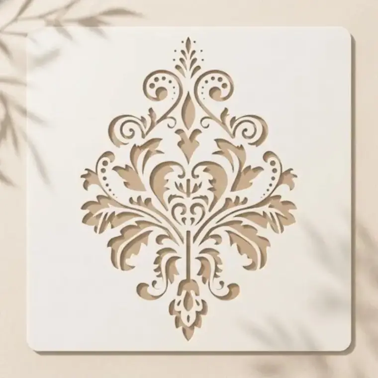 Casvena Damask Motif Reusable Stencil for Wall & Canvas