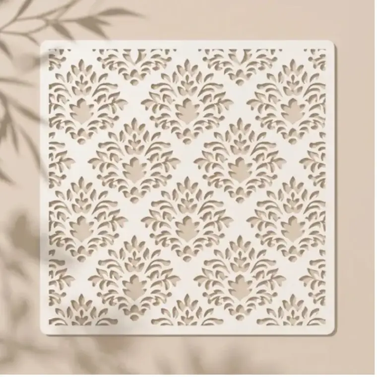 Casvena Crest Damask Reusable Stencil for Wall & Canvas