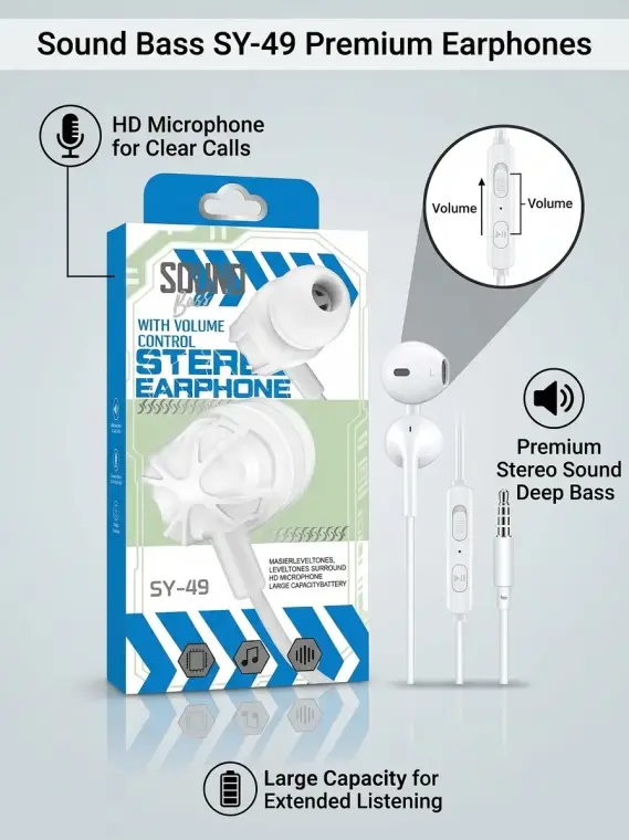 Clear Voice Wired Earphones White