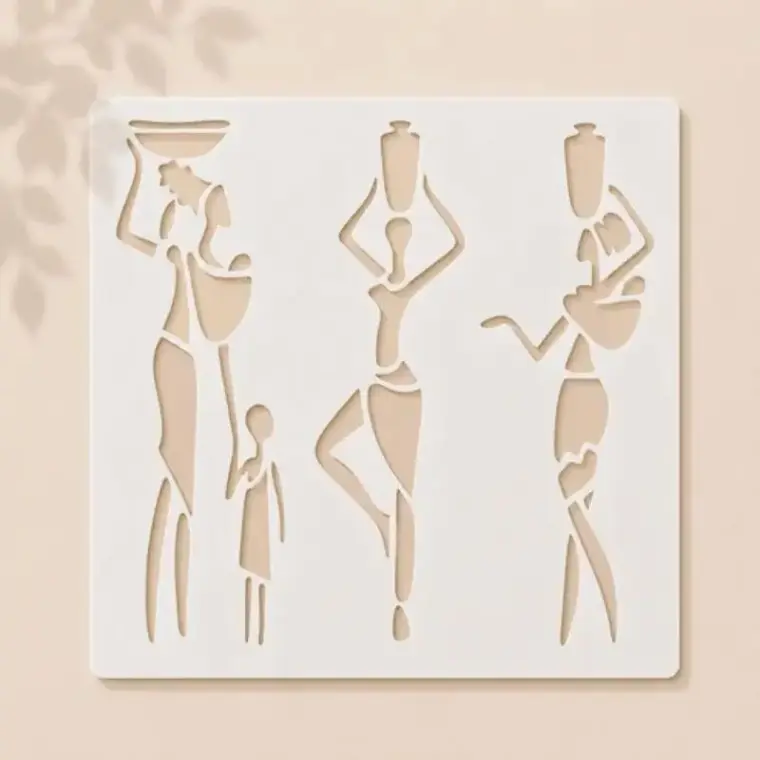 Casvena Warli Tribal Family Reusable Stencil - Wall & Canvas